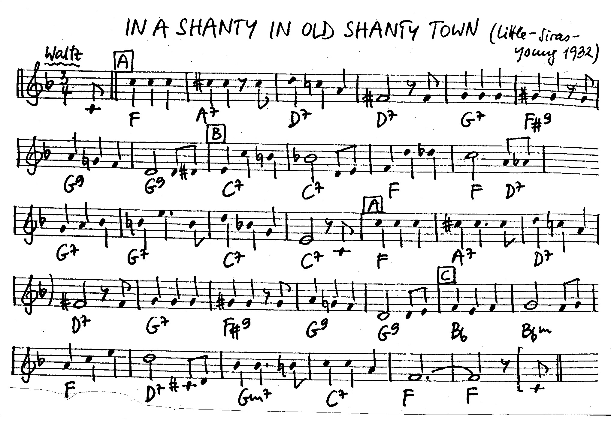 in a shanty in old shanty town leadsheet – book us for your next 20s or gatsby event